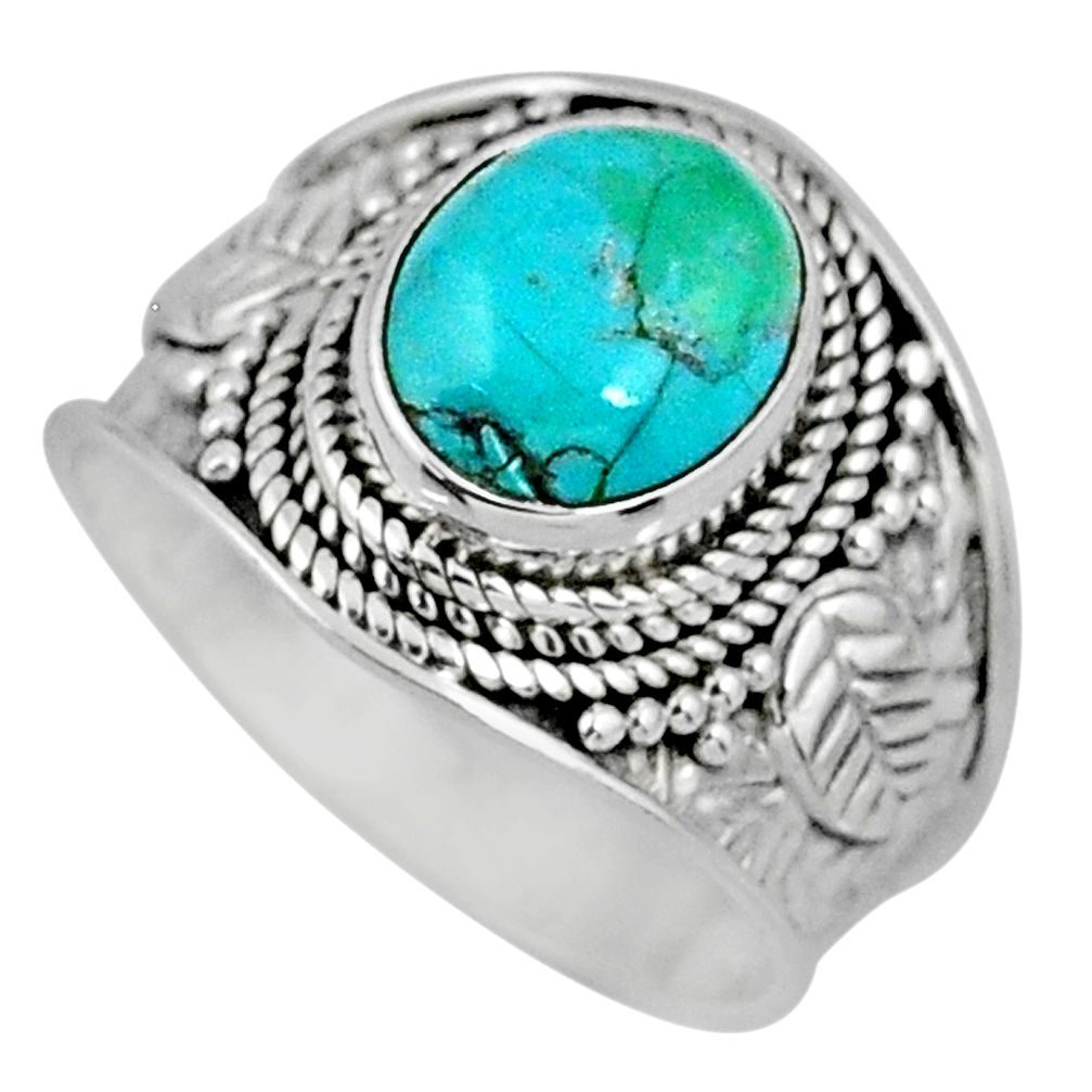 925 silver 4.06cts green arizona mohave turquoise solitaire ring size 7.5 r58012