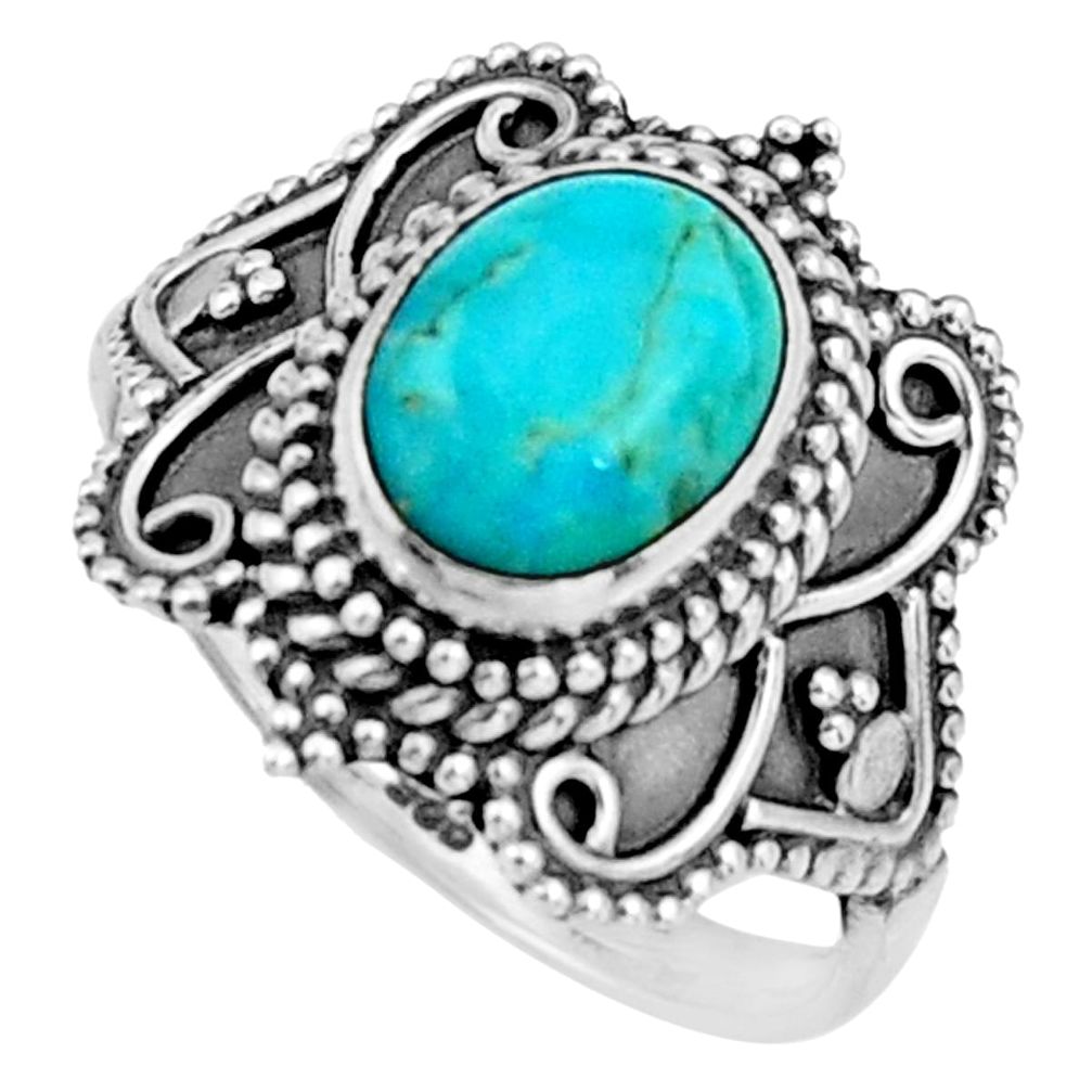 925 silver 3.46cts green arizona mohave turquoise solitaire ring size 7 r26788