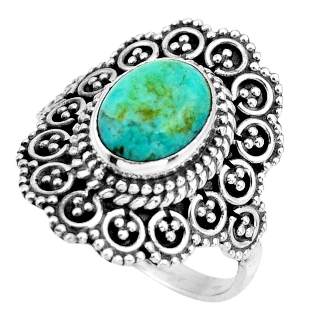 925 silver 3.13cts green arizona mohave turquoise solitaire ring size 7 r26932