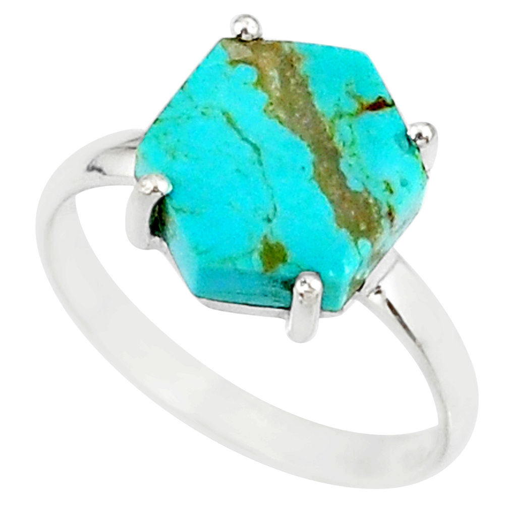 925 silver 5.15cts green arizona mohave turquoise solitaire ring size 8 r81864