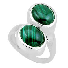 925 silver 8.57cts green malachite (pilot's stone) adjustable ring size 8 n54867