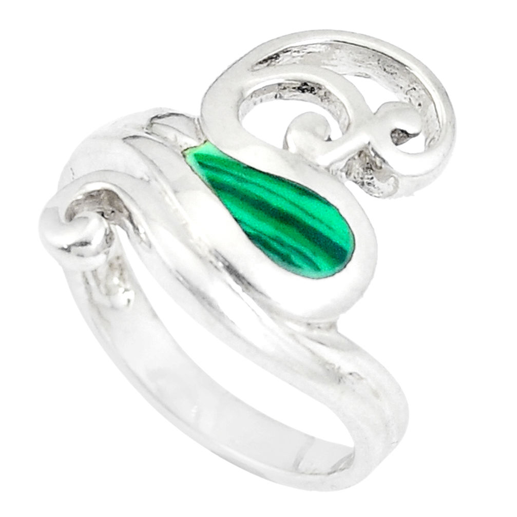 925 silver 6.26gms green malachite (pilot's stone) ring jewelry size 9 c12622