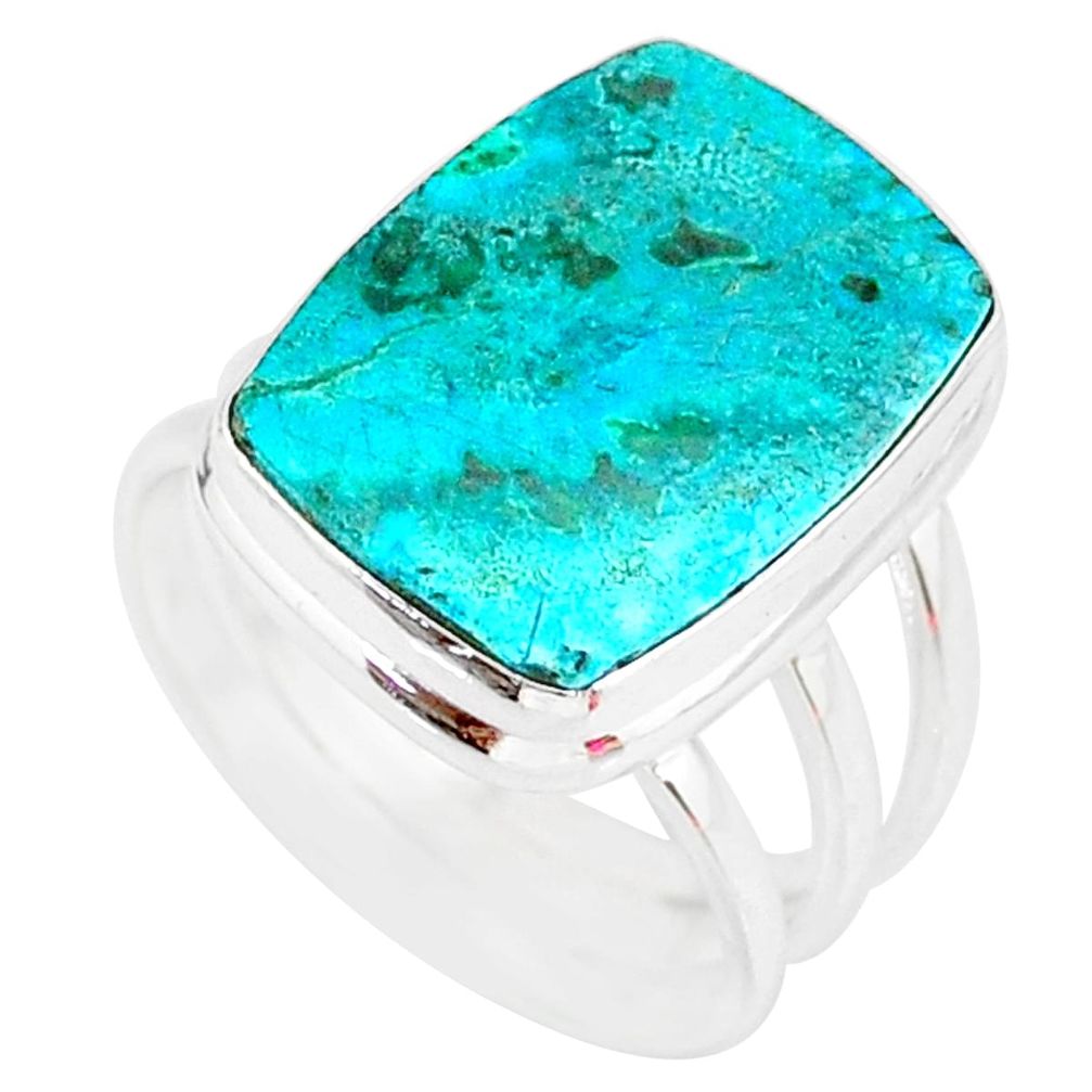 925 silver 10.66cts green malachite in chrysocolla solitaire ring size 8 r83550