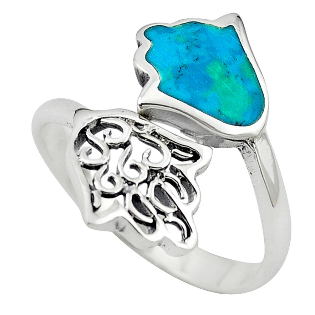 LAB 925 silver green turquoise tibetan adjustable ring jewelry size 9 c10724