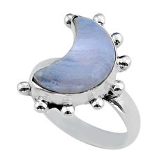 925 silver 5.09cts half moon natural blue lace agate fancy ring size 6.5 y27015