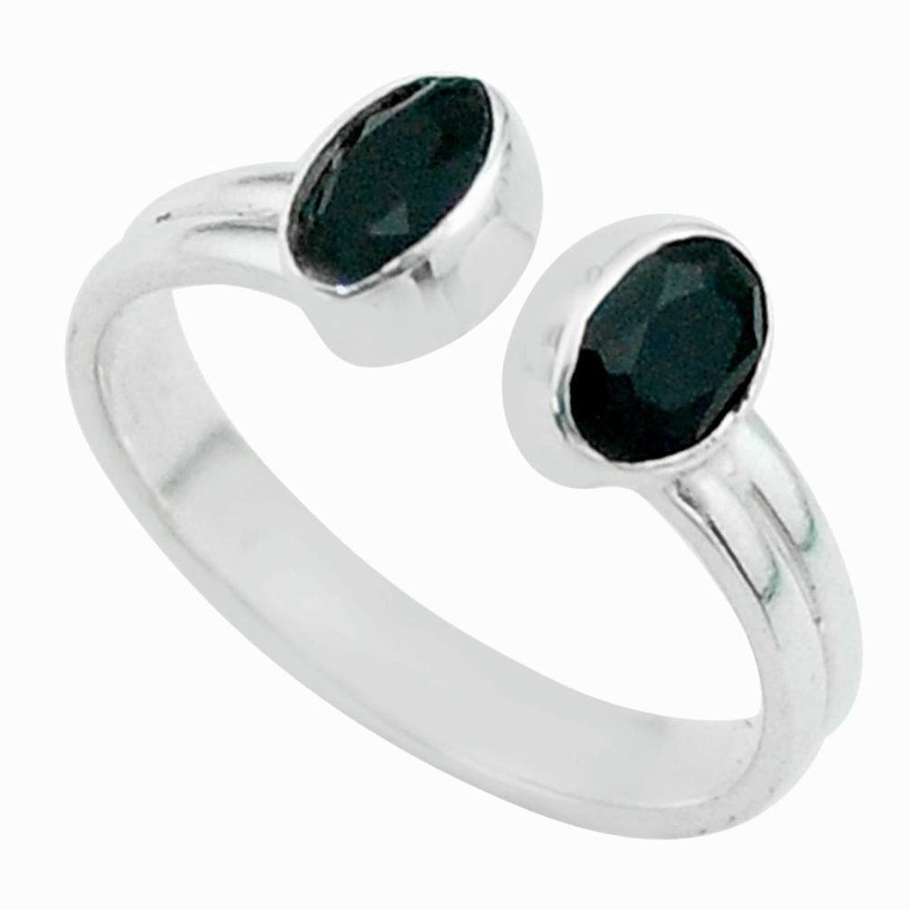925 silver 2.23cts halloween natural black onyx adjustable ring size 7 t57712