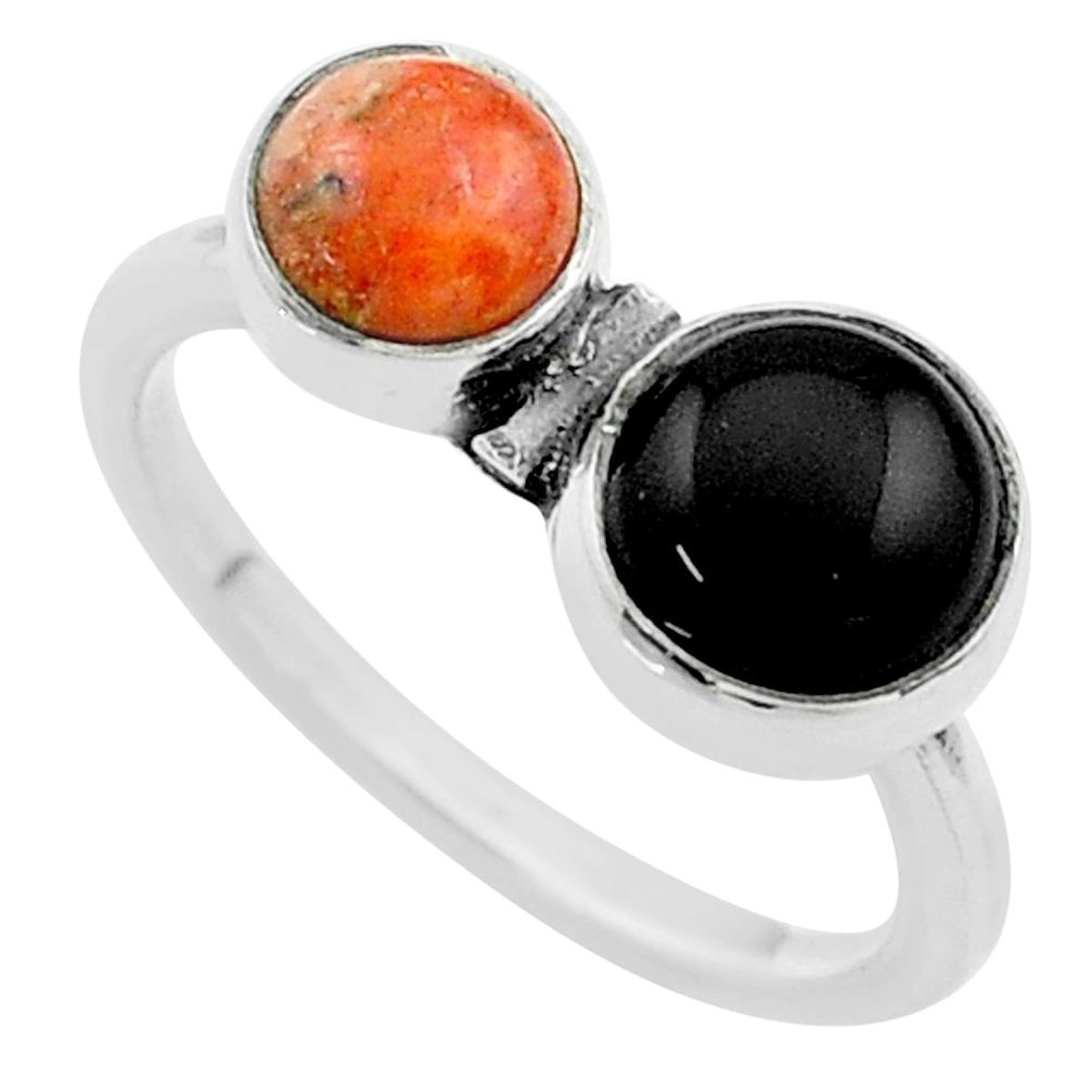 ural black onyx sponge coral ring size 8 t57794