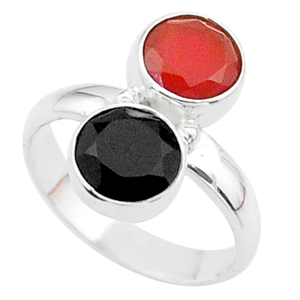 925 silver 5.57cts halloween natural orange cornelian onyx ring size 6 t57925