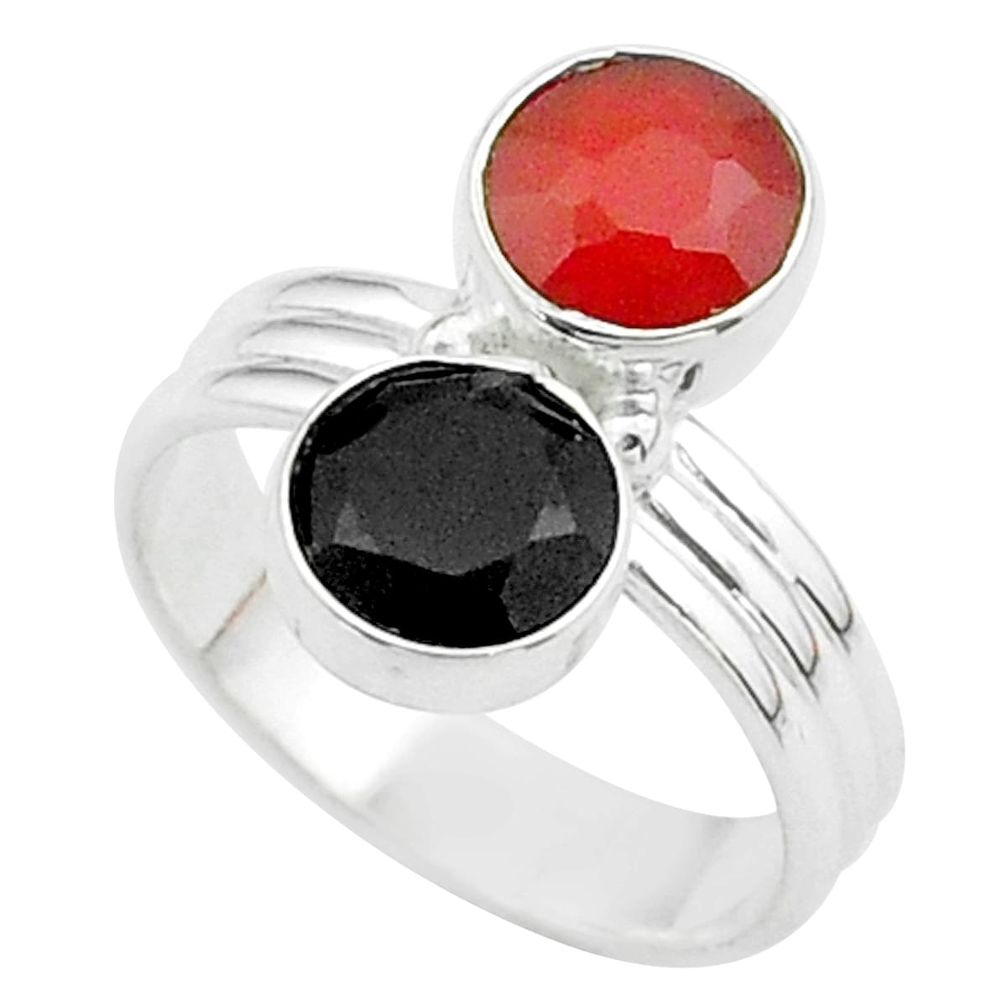 925 silver 5.23cts halloween natural orange cornelian onyx ring size 6.5 t57987