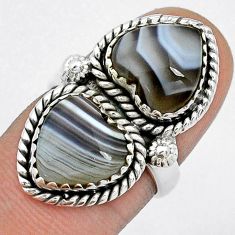 925 silver 10.30cts heart natural brown botswana agate ring size 6 u82133