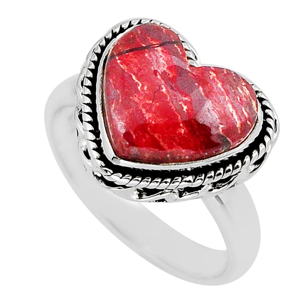 925 silver 5.81cts heart natural snakeskin jasper ring jewelry size 7 y62657
