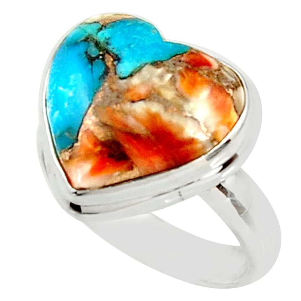 925 silver heart spiny oyster arizona turquoise solitaire ring size 7 r34788