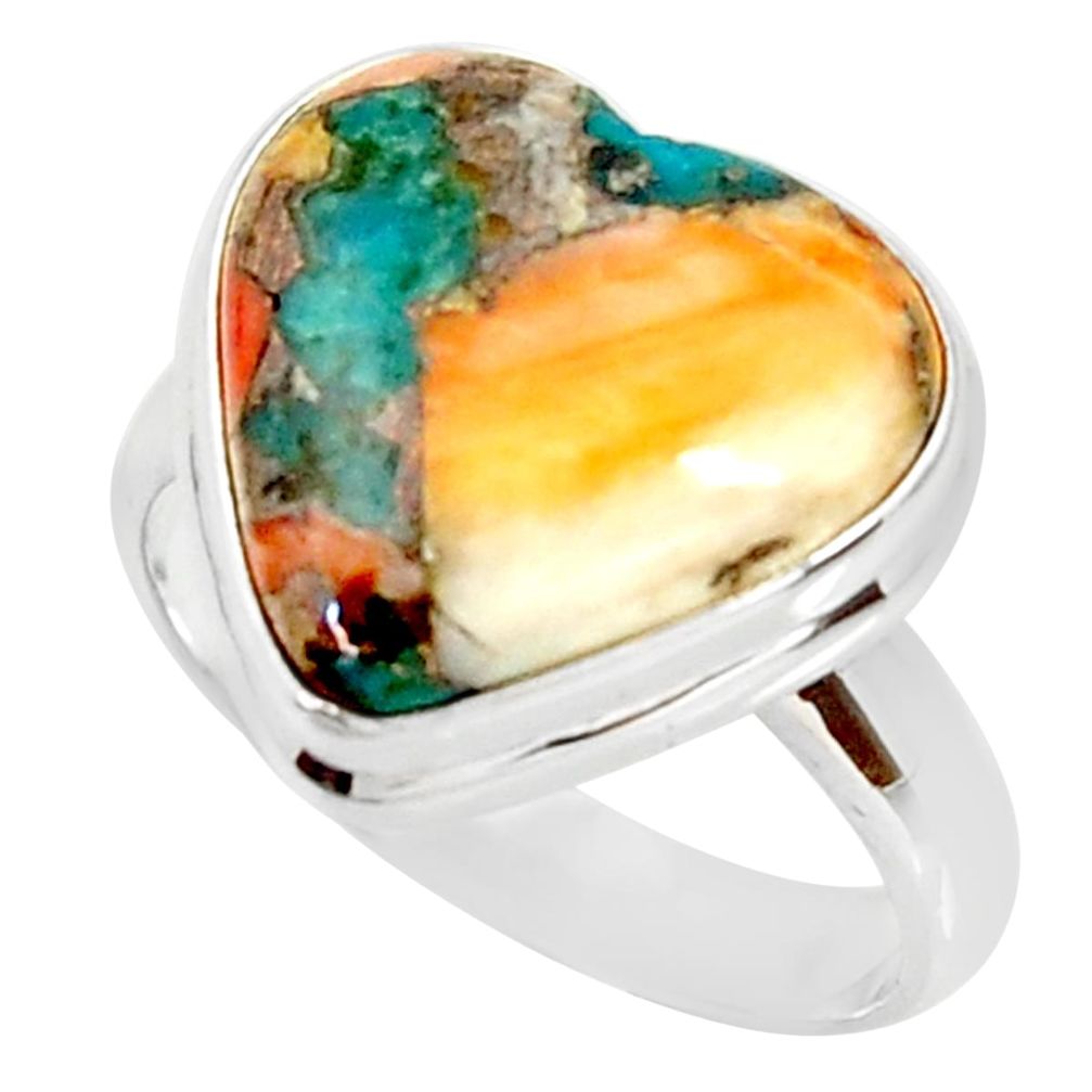 925 silver heart spiny oyster arizona turquoise solitaire ring size 8 r34812