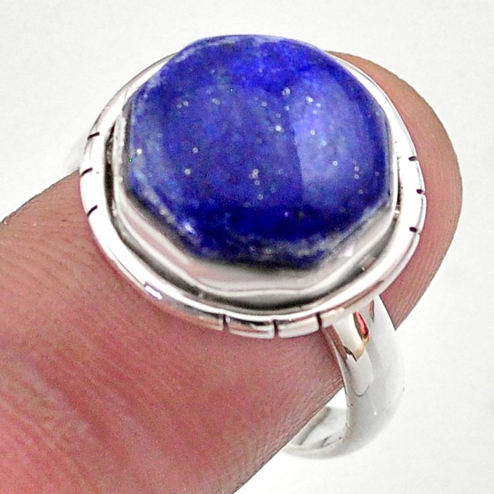 925 silver 7.89cts hexagon natural lapis lazuli solitaire ring size 8 t48390