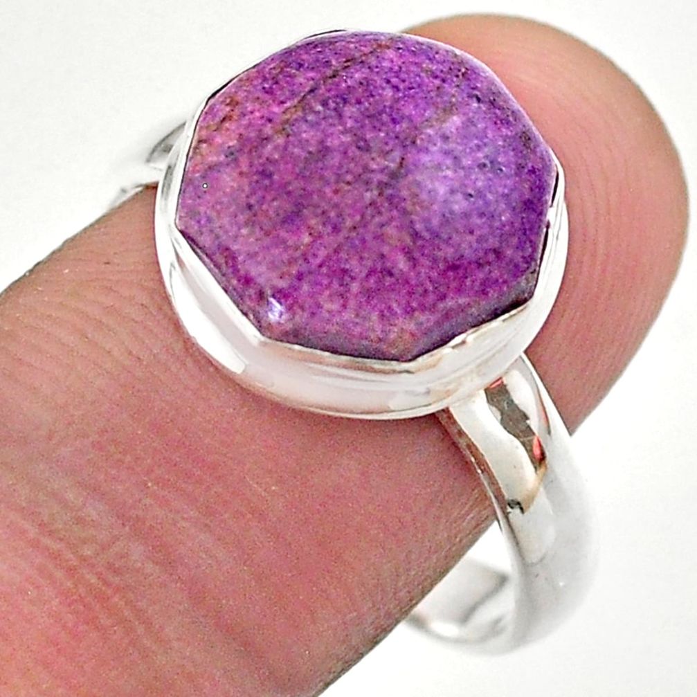 925 silver 6.47cts hexagon purpurite stichtite solitaire ring size 10 t48386