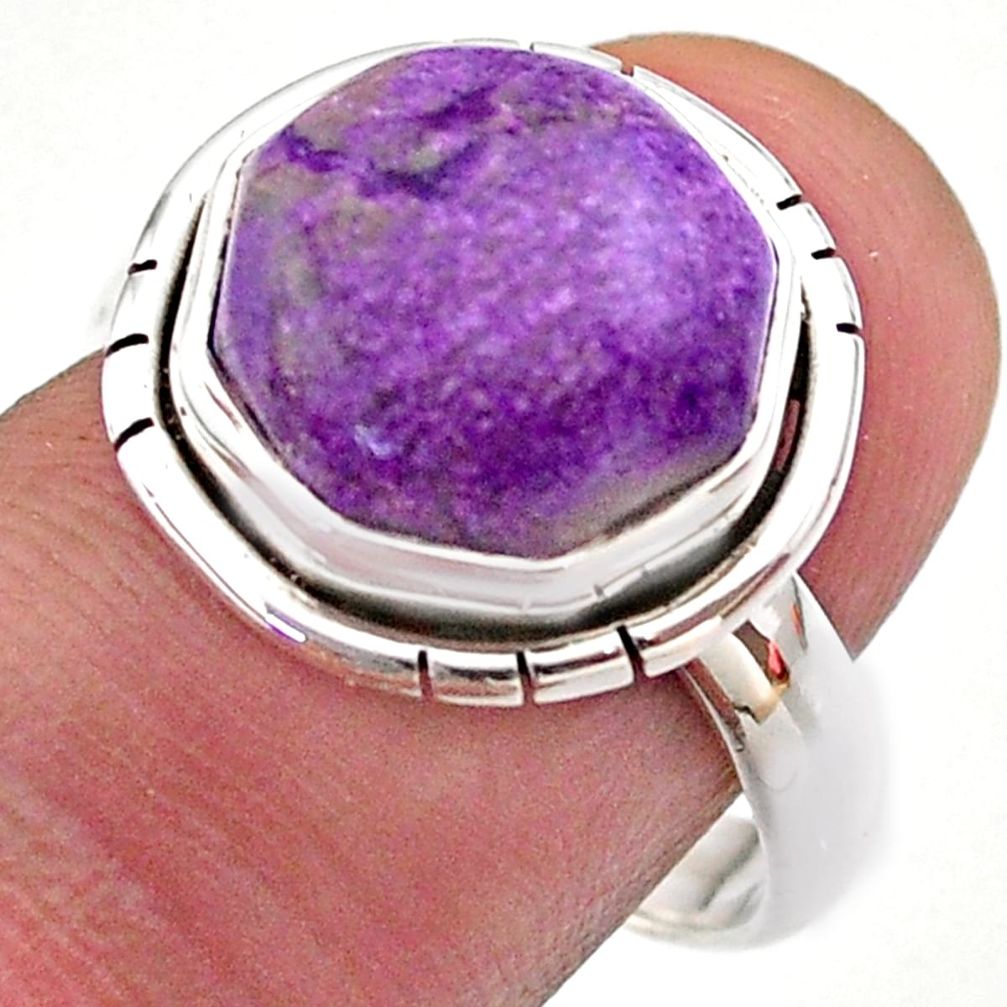 925 silver 6.82cts hexagon purpurite stichtite solitaire ring size 7.5 t48348