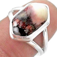 925 silver 5.87cts hexagon wild horse magnesite solitaire ring size 7 t48528