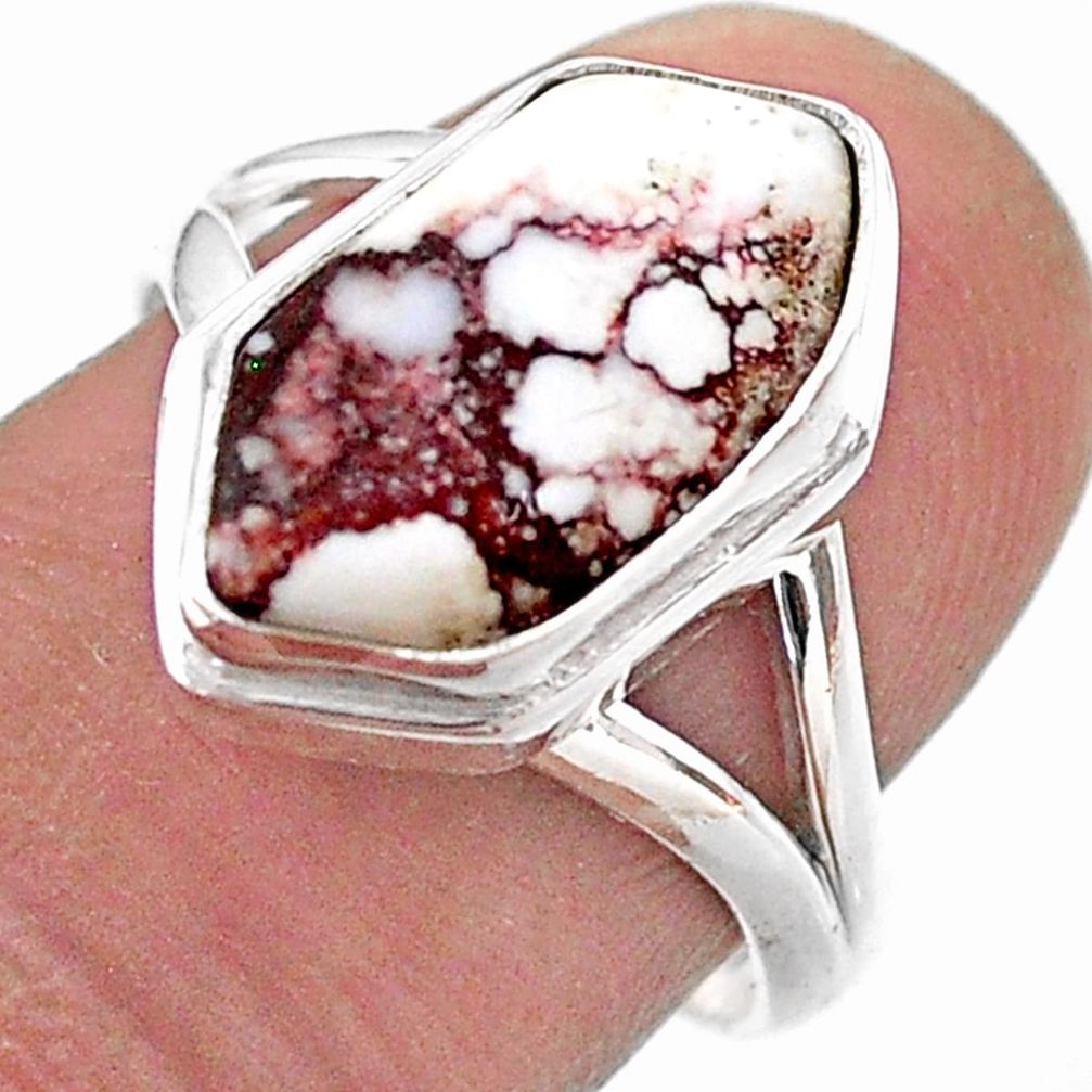 925 silver 5.38cts hexagon wild horse magnesite solitaire ring size 8 t48535