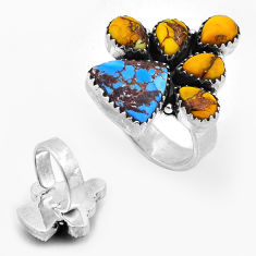 925 silver honey dahlia golden hills turquoise adjustable ring size 8 n56768
