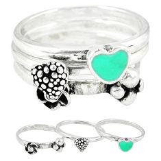 925 silver indonesian bali style solid enamel stackable 3 rings size 8.5 c20946