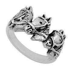925 silver 5.09gms indonesian bali style solid fancy horse ring size 6.5 n50591