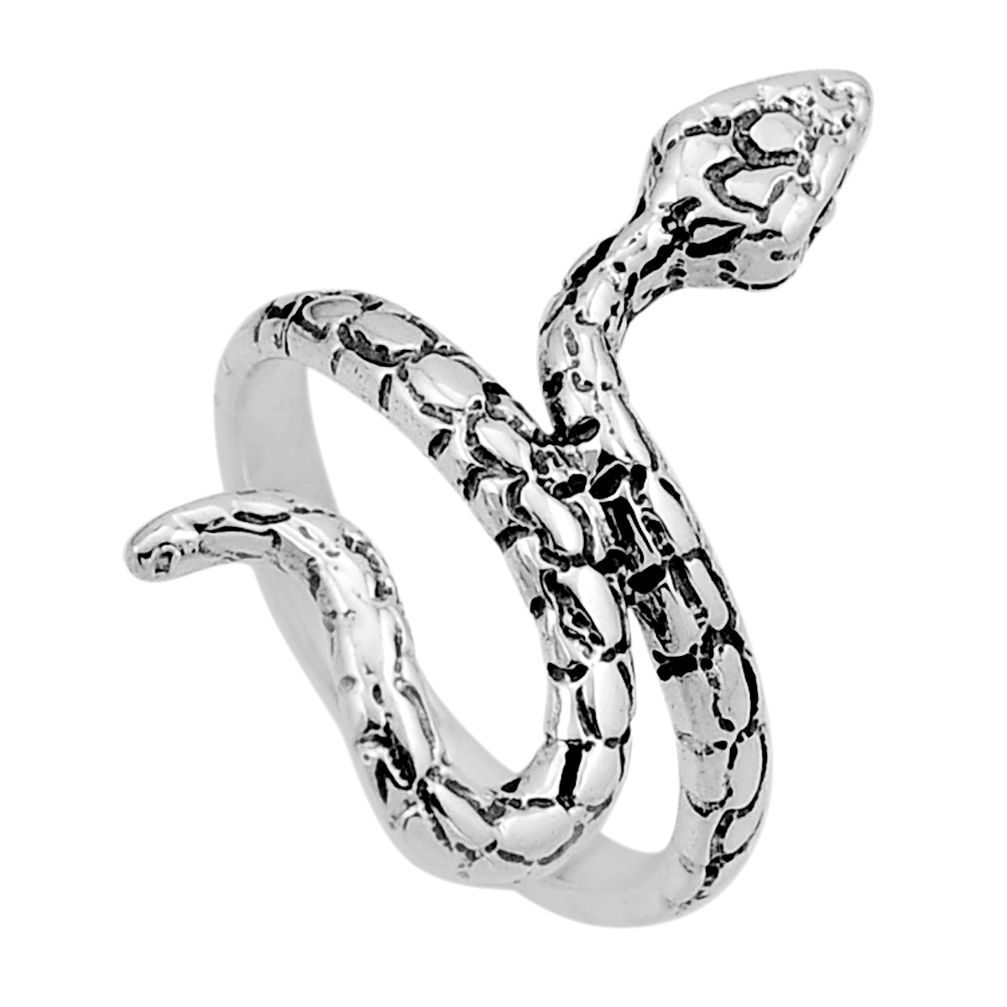 925 silver 4.06gms indonesian bali style solid fancy snake ring size 6.5 n50196