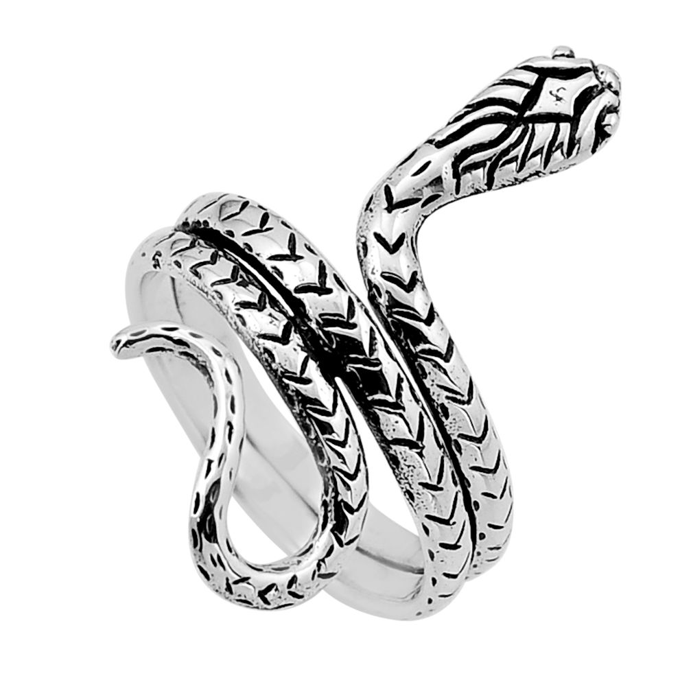 925 silver 5.03gms indonesian bali style solid fancy snake ring size 8.5 n50579