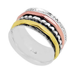 925 silver 6.74gms indonesian bali style solid gold spinner ring size 7 n26060
