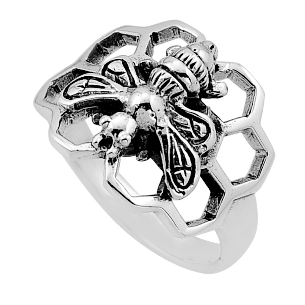 925 silver 5.03gms indonesian bali style solid honey bee ring size 9.5 n50542