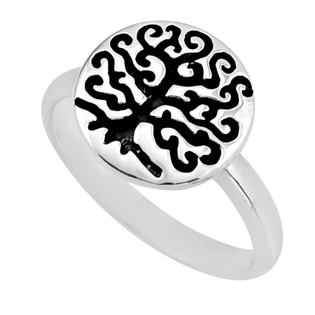 925 silver 3.82gms indonesian bali style solid tree of life ring size 7.5 y83232