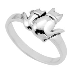 925 silver 3.58gms indonesian bali style solid two cats ring size 8.5 n50251