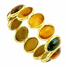 925 silver 6.51cts infinity natural brown tiger's eye oval ring size 7.5 u20464