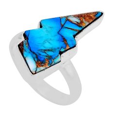 925 silver 7.42cts kingman ice blue dahlia fancy thunderbolt ring size 8 n26677