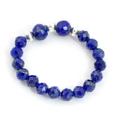 925 silver 4.08cts lapis lazuli adjustable beads ring jewelry size 7.5 u30379