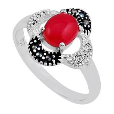 925 silver 2.60cts marcasite natural honey onyx oval topaz ring size 7.5 n20254