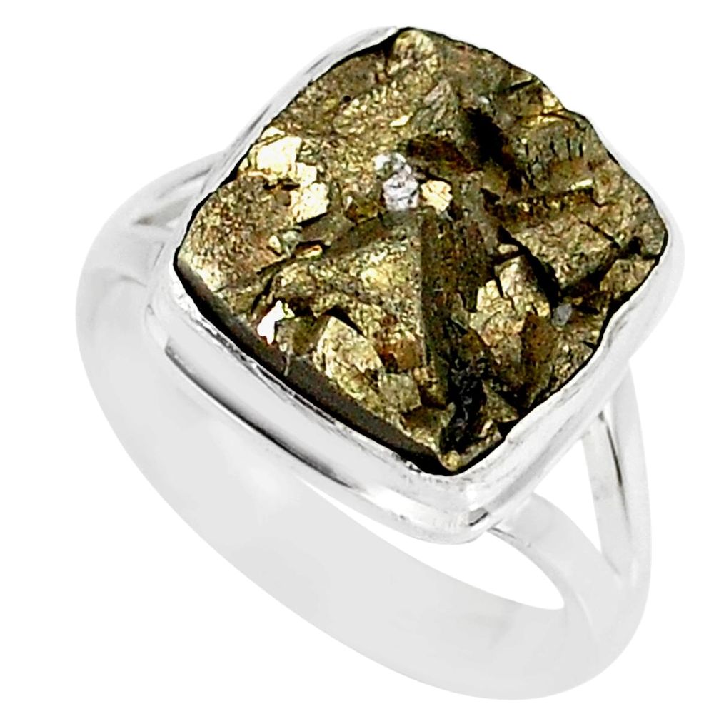 925 silver 7.66cts marcasite pyrite druzy solitaire ring jewelry size 7 r85816