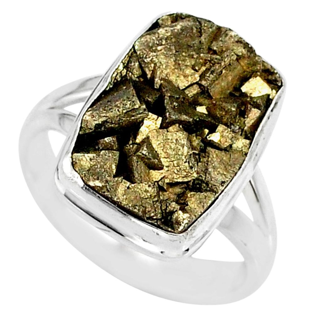 925 silver 10.81cts marcasite pyrite druzy solitaire ring jewelry size 8 r85795