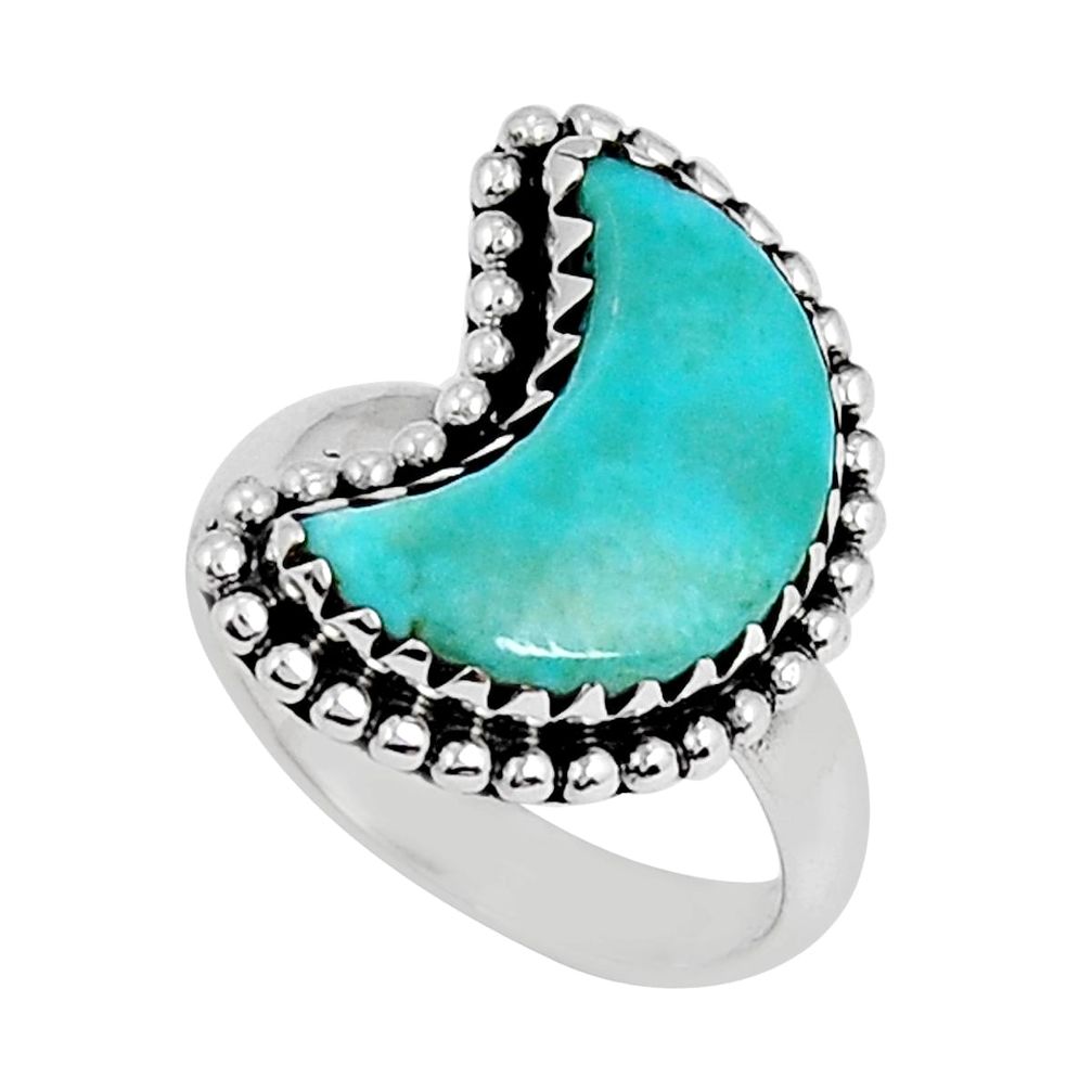 925 silver 5.79cts moon green arizona mohave turquoise fancy ring size 7 y24510