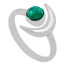 925 silver 0.66cts moon natural green malachite adjustable ring size 6.5 n45863