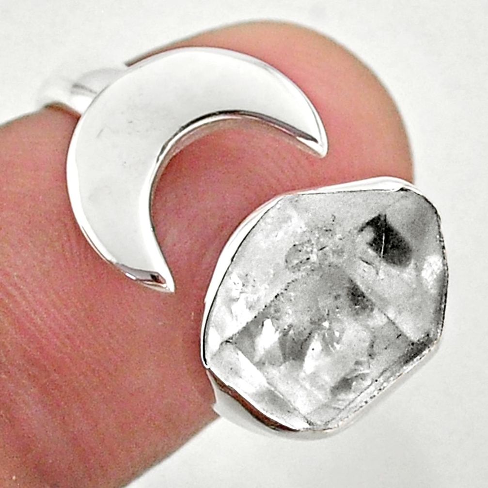 925 silver 5.53cts moon natural herkimer diamond adjustable ring size 6 t49346