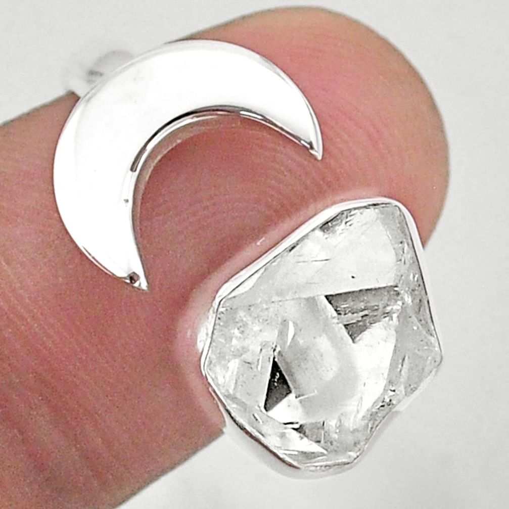 925 silver 6.02cts moon natural herkimer diamond adjustable ring size 7 t49375