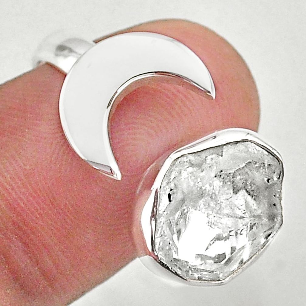 925 silver 5.79cts moon natural herkimer diamond adjustable ring size 9 t49378