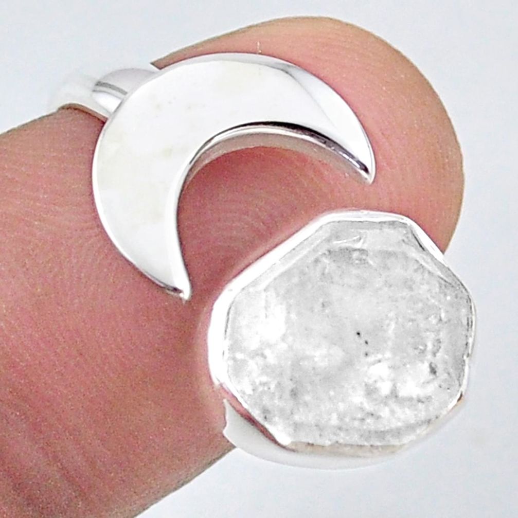 925 silver 5.87cts moon natural herkimer diamond adjustable ring size 6.5 t49368