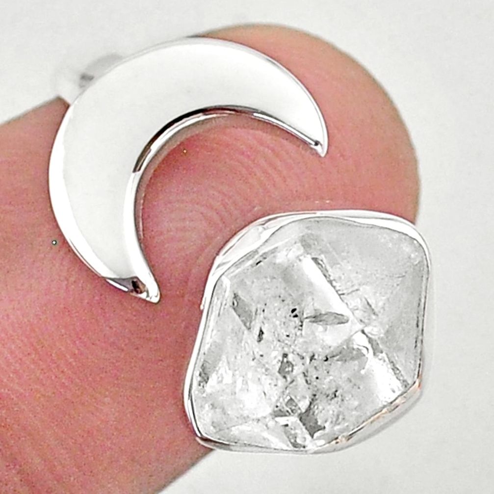 925 silver 5.53cts moon natural herkimer diamond adjustable ring size 6.5 t49371