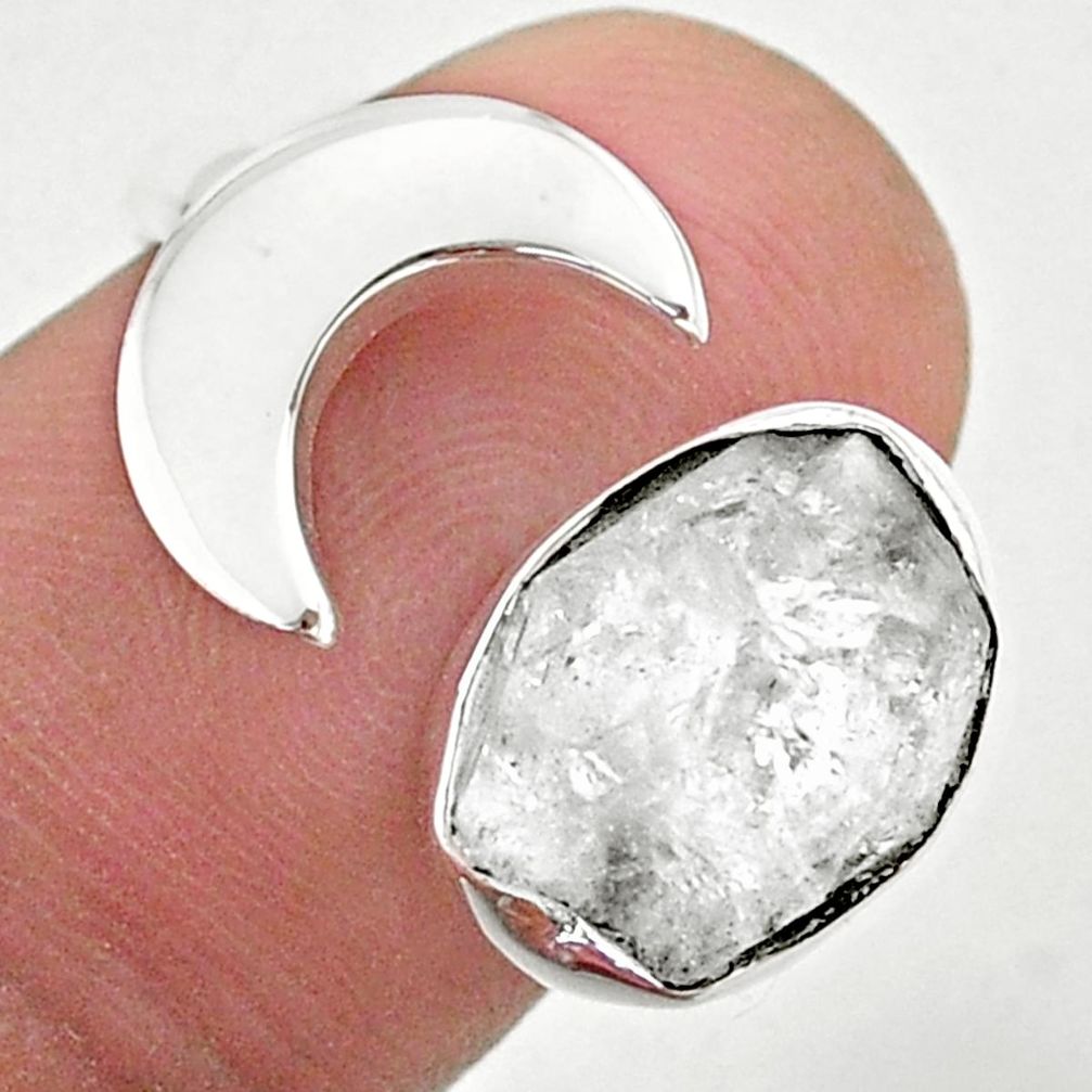 925 silver 6.02cts moon natural herkimer diamond adjustable ring size 8.5 t49380