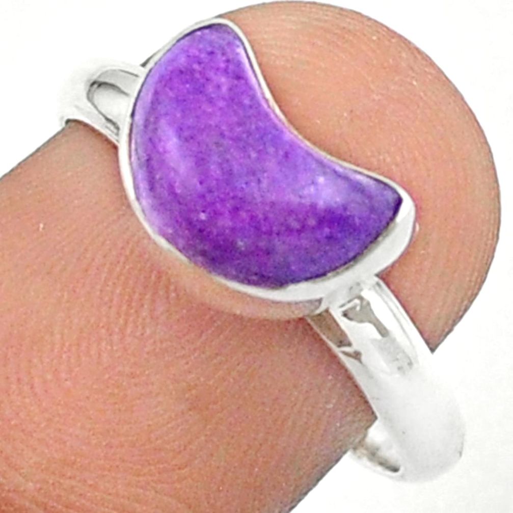 925 silver 3.59cts moon natural purple purpurite stichtite ring size 8 u19143