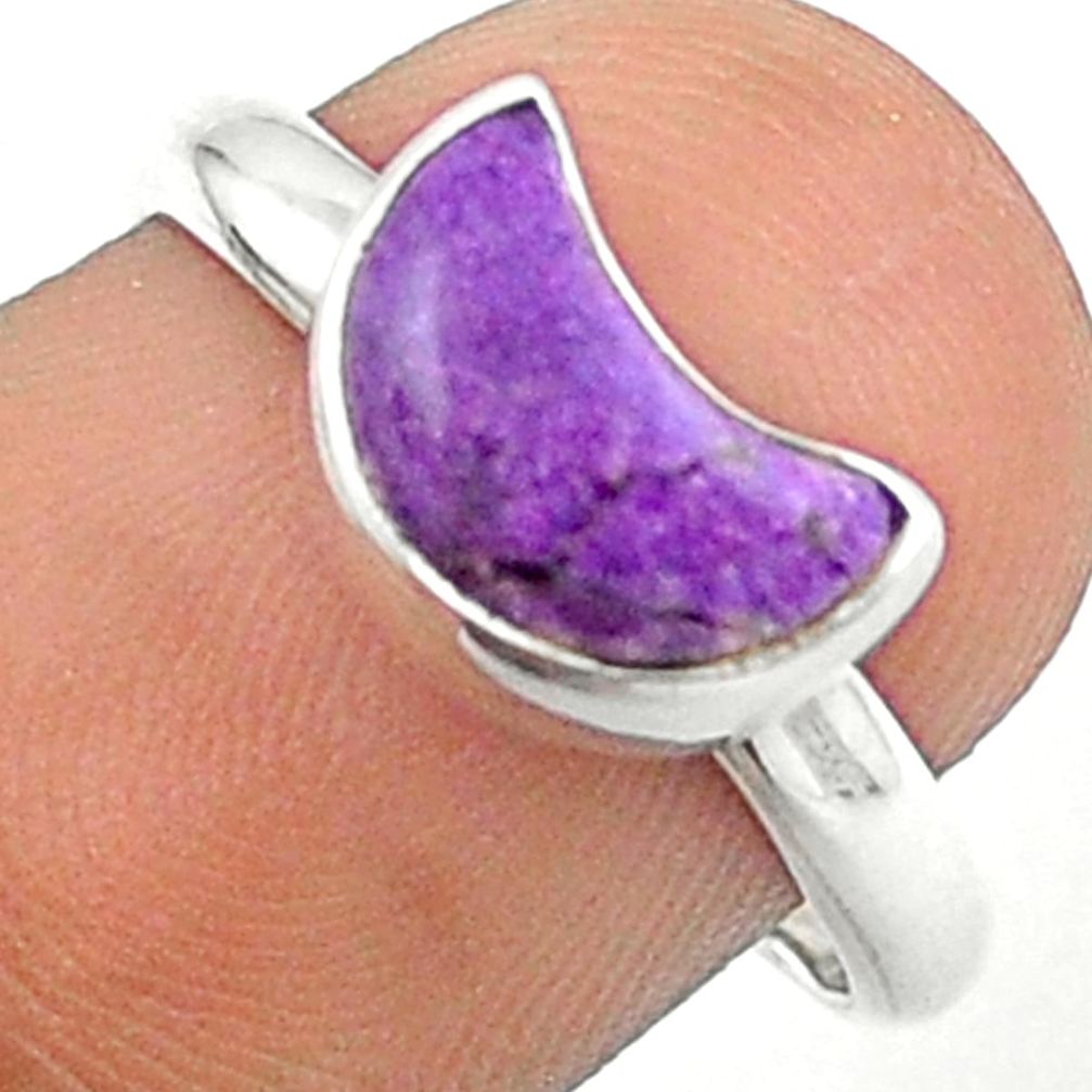 925 silver 3.59cts moon natural purple purpurite stichtite ring size 8 u19152