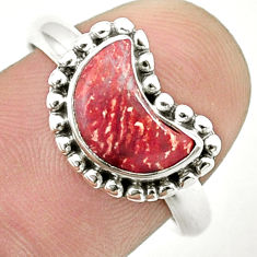 925 silver 2.84cts moon natural red snakeskin jasper ring size 8.5 u37580