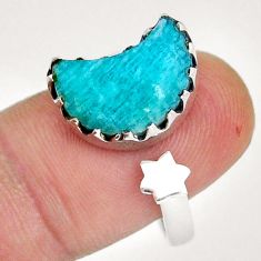 925 silver 5.68cts moon star peruvian amazonite adjustable ring size 8.5 y4704