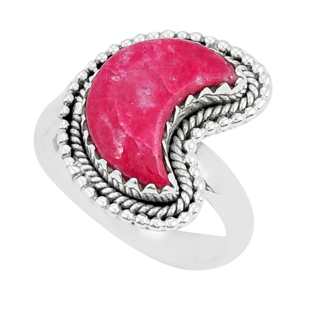 925 silver 6.70cts moon thulite (unionite, pink zoisite) ring size 8.5 y24548